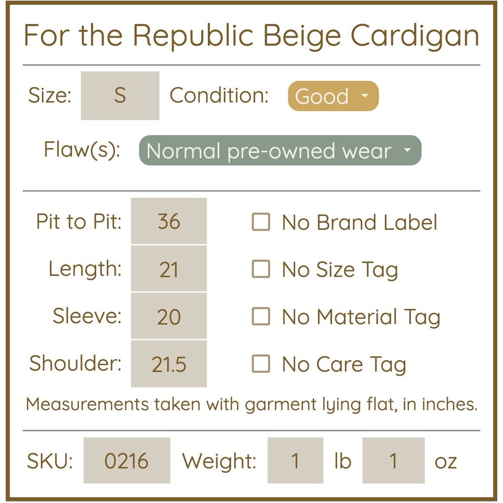 For the Republic Womens Longline Cardigan S Beige Button Oversized Sweater Layer - Picture 8 of 8